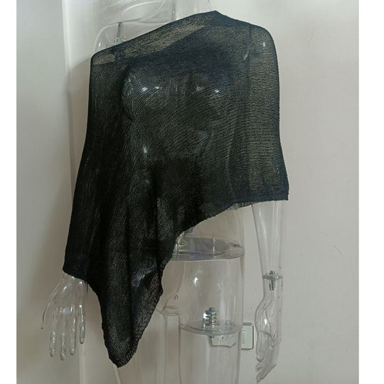 🏖️ Lightweight Hollow Out Poncho Shawl — Soft Knit Cover-Up for Beach &amp; Daily Wear