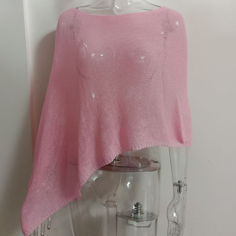 🏖️ Lightweight Hollow Out Poncho Shawl — Soft Knit Cover-Up for Beach &amp; Daily Wear