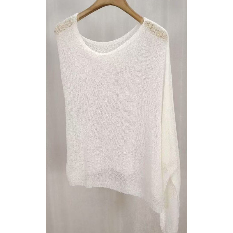 🏖️ Lightweight Hollow Out Poncho Shawl — Soft Knit Cover-Up for Beach &amp; Daily Wear