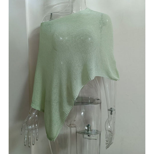 🏖️ Lightweight Hollow Out Poncho Shawl — Soft Knit Cover-Up for Beach &amp; Daily Wear