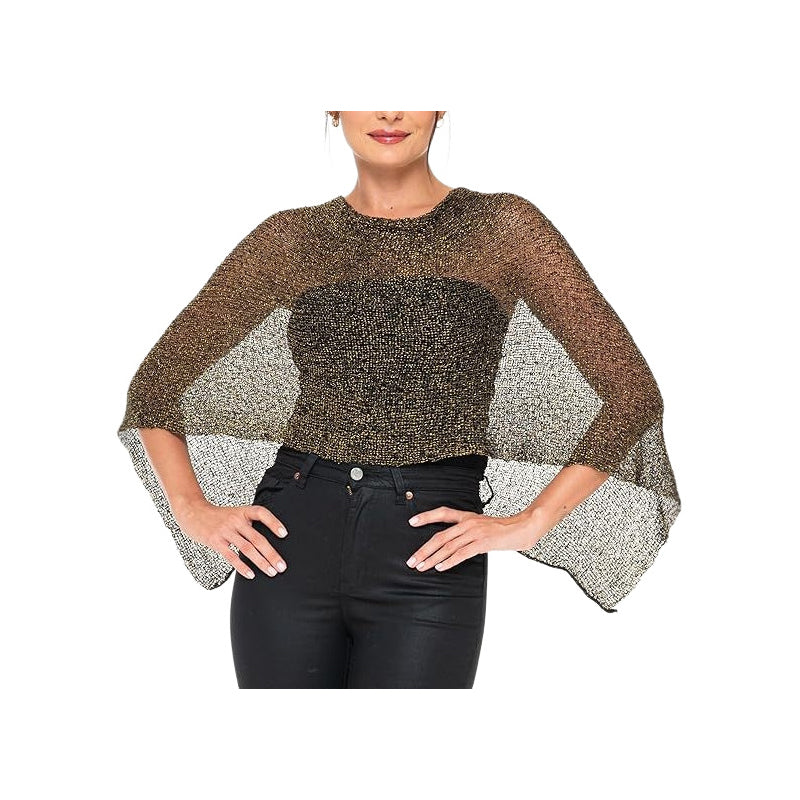🏖️ Lightweight Hollow Out Poncho Shawl — Soft Knit Cover-Up for Beach &amp; Daily Wear