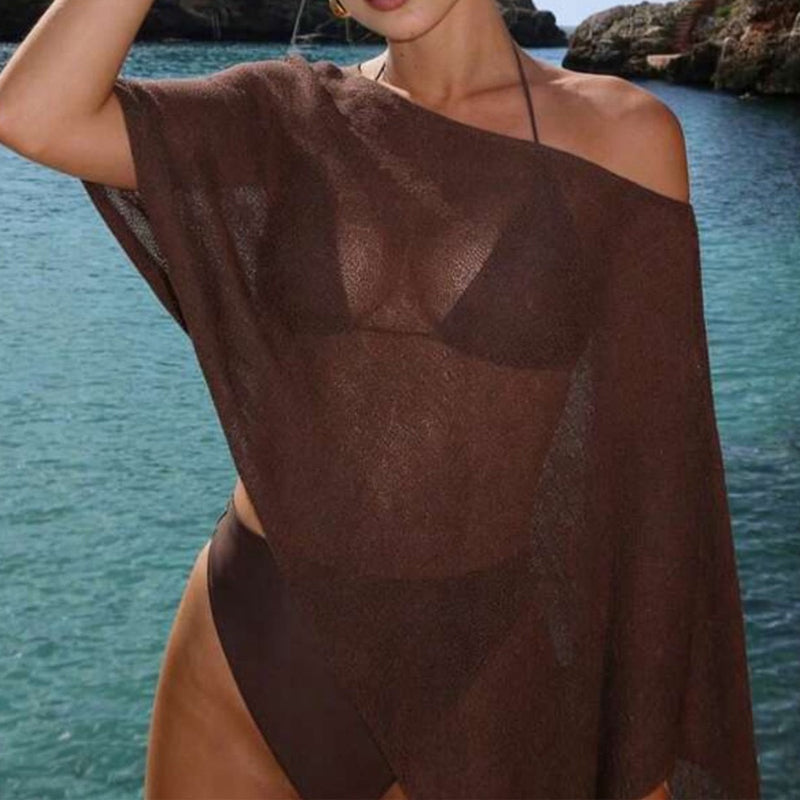🏖️ Lightweight Hollow Out Poncho Shawl — Soft Knit Cover-Up for Beach &amp; Daily Wear