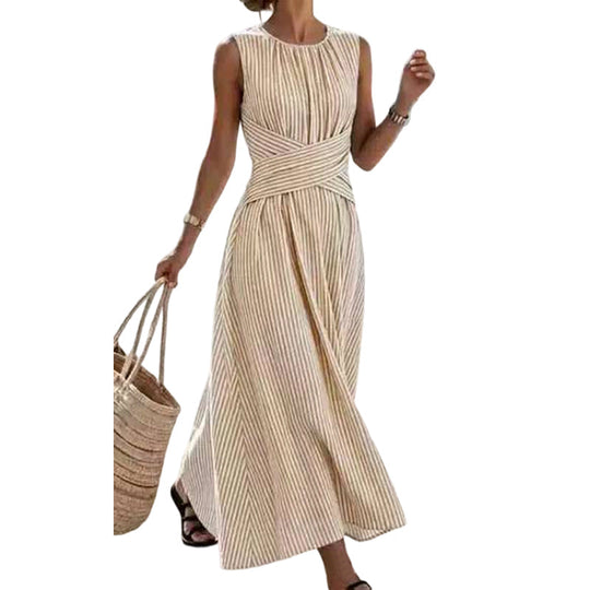 🎁New Arrivals 50% OFF💥Women Casual Striped Maxi Dress Sleeveless🎀👗