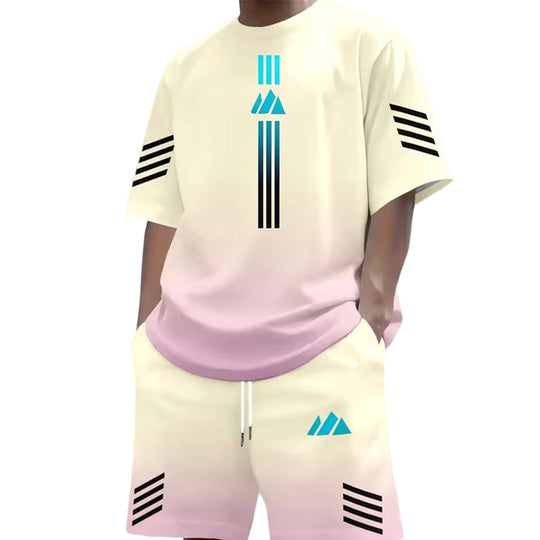 👕 50% OFF NOW! ☀️ Men’s Gradient T-Shirt &amp; Shorts Set – Cool Drips, Zero Fuss 🩳