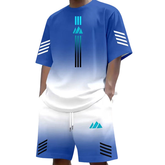 👕 50% OFF NOW! ☀️ Men’s Gradient T-Shirt &amp; Shorts Set – Cool Drips, Zero Fuss 🩳