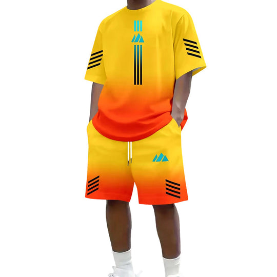 👕 50% OFF NOW! ☀️ Men’s Gradient T-Shirt &amp; Shorts Set – Cool Drips, Zero Fuss 🩳