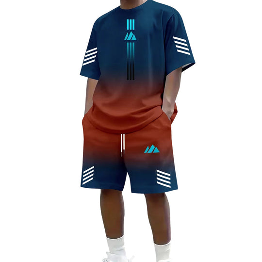 👕 50% OFF NOW! ☀️ Men’s Gradient T-Shirt &amp; Shorts Set – Cool Drips, Zero Fuss 🩳