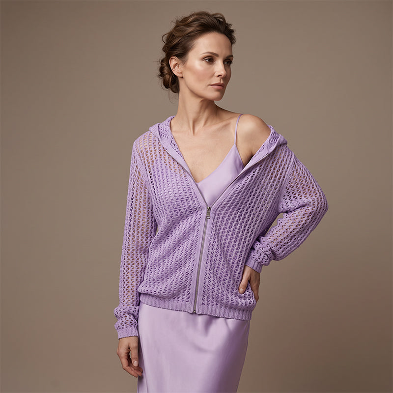 🌸☀️ 2026 Women's Open-Knit Zip-Up Cardigan | Lightweight Hollow-Out Long Sleeve Sweater for Spring & Summer