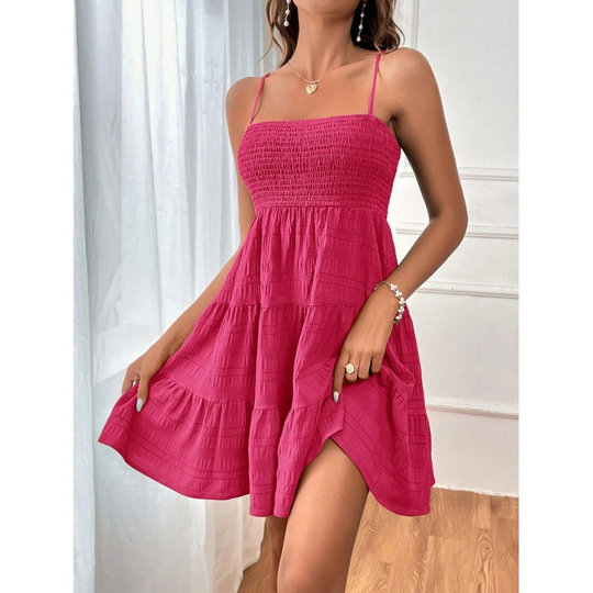 🎁2026 New Arrivals 50% OFF💥Women’s Smocked Tiered Mini Dress – Adjustable Straps, Stretch Bust &amp; Breezy A-Line Fit ✨