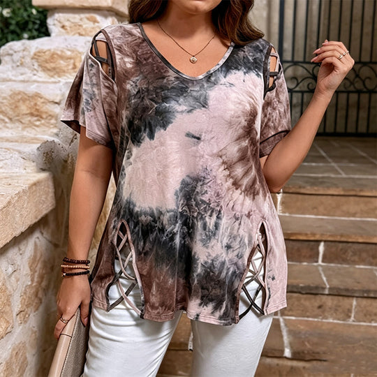 Women’s Heart Print V-Neck Top