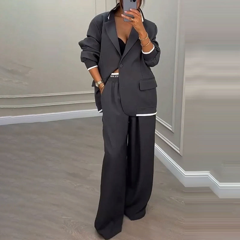 ✨🛍️Fresh Drop - Blazer &amp; Wide-Leg Pant Suit – Clean Lines &amp; Breezy Comfort for Confident All-Day Wear