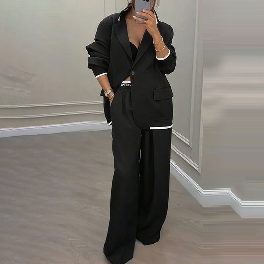 ✨🛍️Fresh Drop - Blazer &amp; Wide-Leg Pant Suit – Clean Lines &amp; Breezy Comfort for Confident All-Day Wear