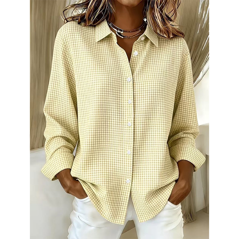 ✨🛍️Fresh Drop - Relaxed Fit Plaid Button-Up – Modern Collared Style for Casual Outings &amp; Coffee Runs