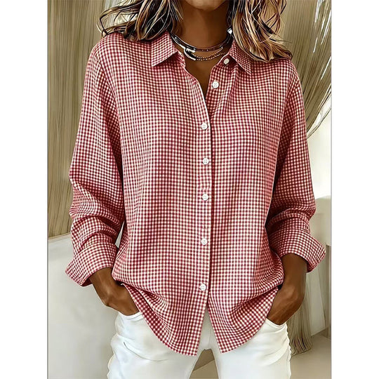 ✨🛍️Fresh Drop - Relaxed Fit Plaid Button-Up – Modern Collared Style for Casual Outings &amp; Coffee Runs