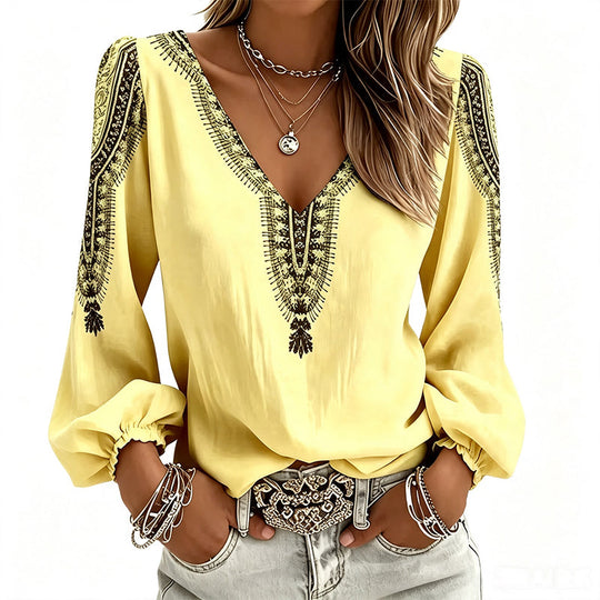 ✨🛍️Fresh Drop - V-Neck 3D Print Long Sleeve – Flattering Fit &amp; Modern Aesthetic for Any Wardrobe