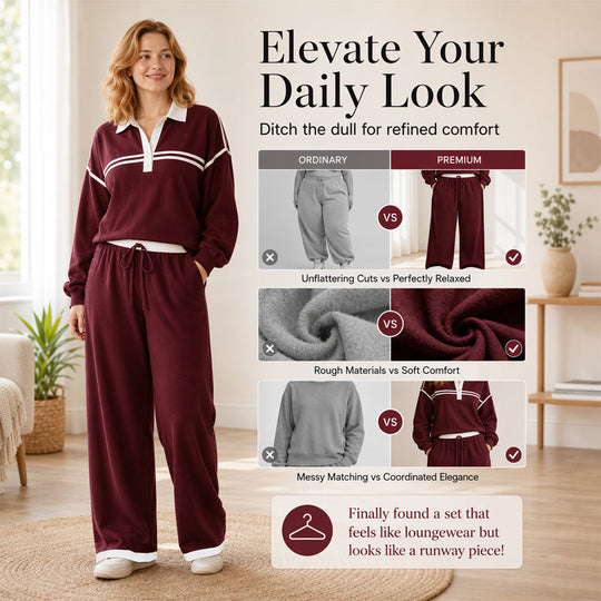 Trending Now👚👖 Striped Patchwork Hoodie &amp; Wide-Leg Pants Set – Relaxed 2-Piece for Effortless Street Style