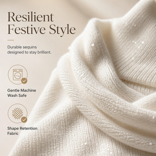 👚New Arrivals - Sequin Cowl Neck Pullover – Soft Ribbed Cuffs &amp; Elegant Drape for Any Occasion 🌿