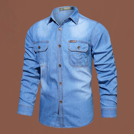 Bestseller🏆👔 Classic Cotton Shirt with Denim Aesthetic – Relaxed Silhouette &amp; Timeless Style for Everyday Wear