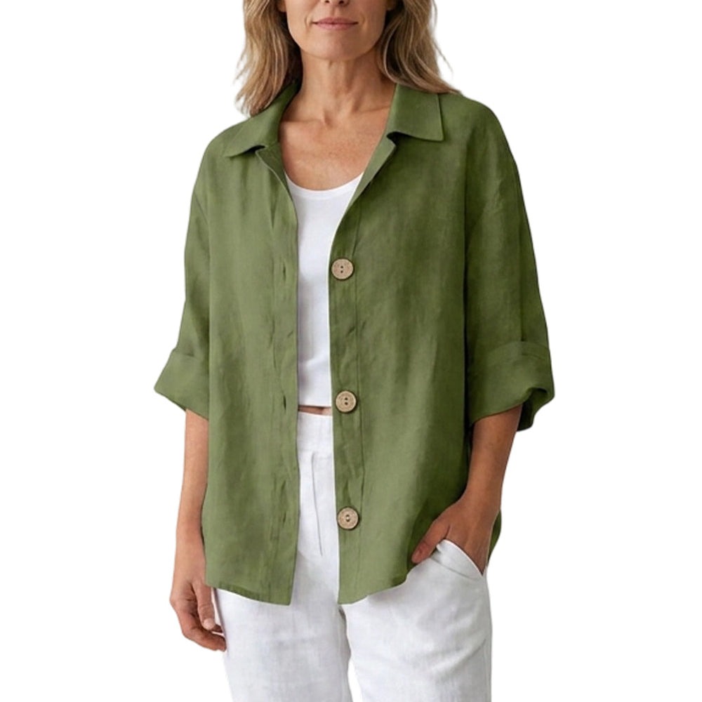 🌸Hot Sale 50% OFF💖Women's Retro Loose-Fit Button-Down Shirt