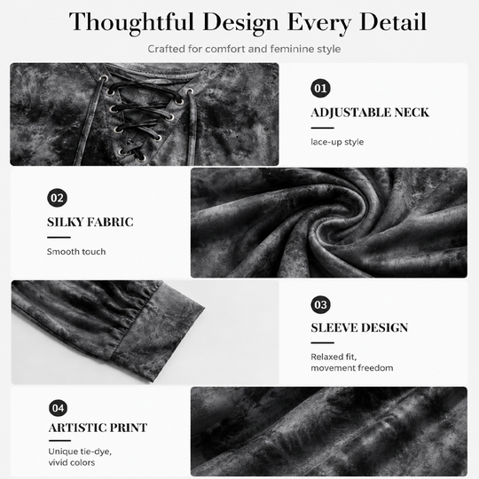 ☀️👚New Arrivals - V-Neck Tie-Dye Top with Lace-Up Detail – Soft Drape &amp; Versatile Style for Any Casual Day