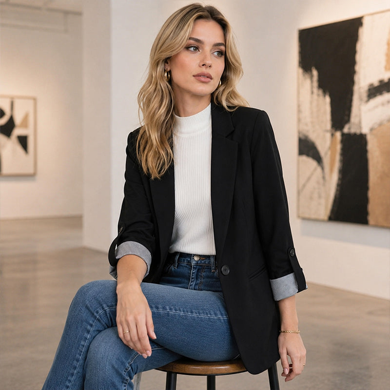 ☀️🧥New Arrivals - Sleek Cardigan Blazer – Soft Drape &amp; Versatile Styling from Office to Evening