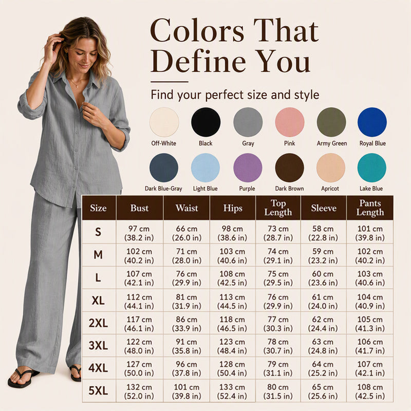Bestseller👚 Casual Shirt & Wide-Leg Pants Set – Effortless Coordination & All-Day Comfort for Every Look