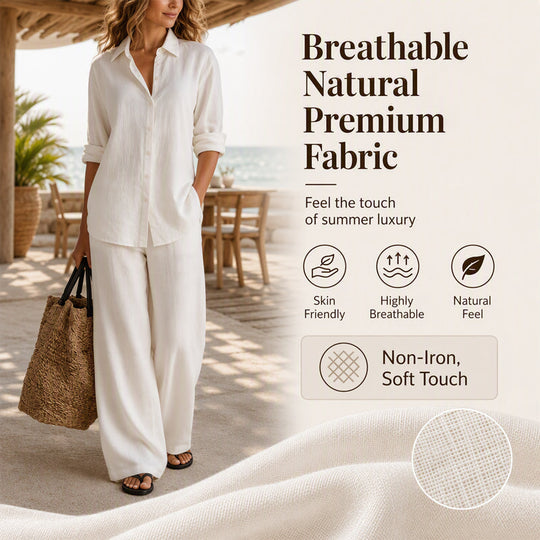 Bestseller👚 Casual Shirt &amp; Wide-Leg Pants Set – Effortless Coordination &amp; All-Day Comfort for Every Look