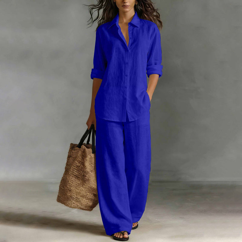 Bestseller👚 Casual Shirt &amp; Wide-Leg Pants Set – Effortless Coordination &amp; All-Day Comfort for Every Look