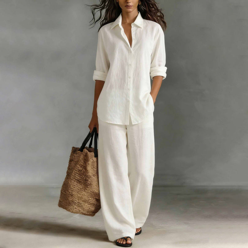 Bestseller👚 Casual Shirt &amp; Wide-Leg Pants Set – Effortless Coordination &amp; All-Day Comfort for Every Look