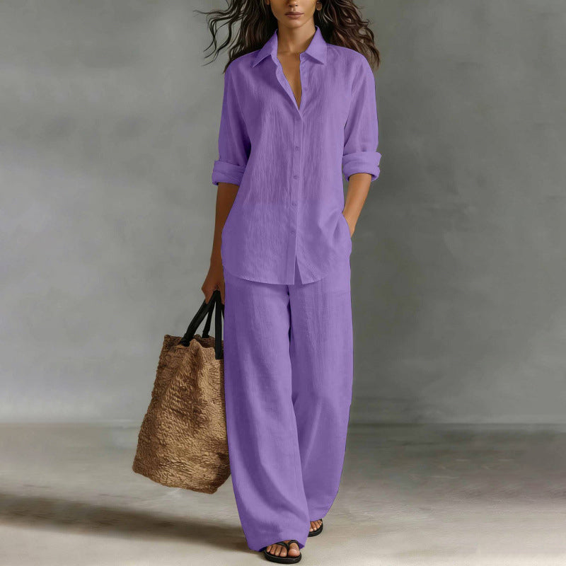 Bestseller👚 Casual Shirt &amp; Wide-Leg Pants Set – Effortless Coordination &amp; All-Day Comfort for Every Look