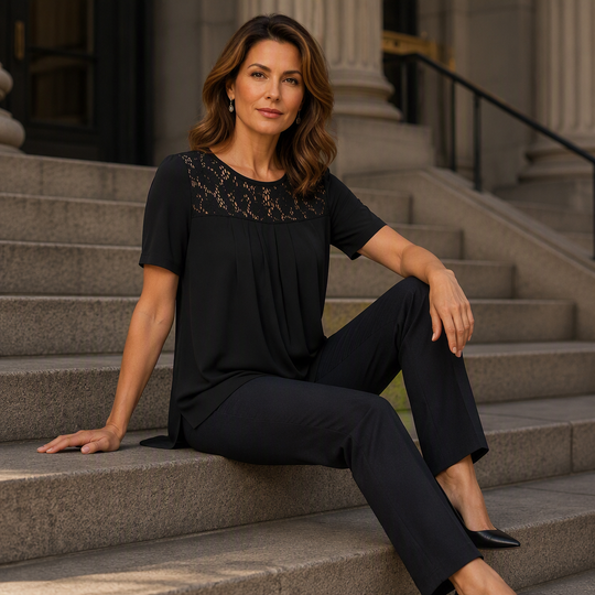 Elegant Lace Neck Tee