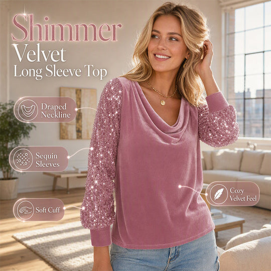 🌸✨Shimmer Velvet Long Sleeve Top