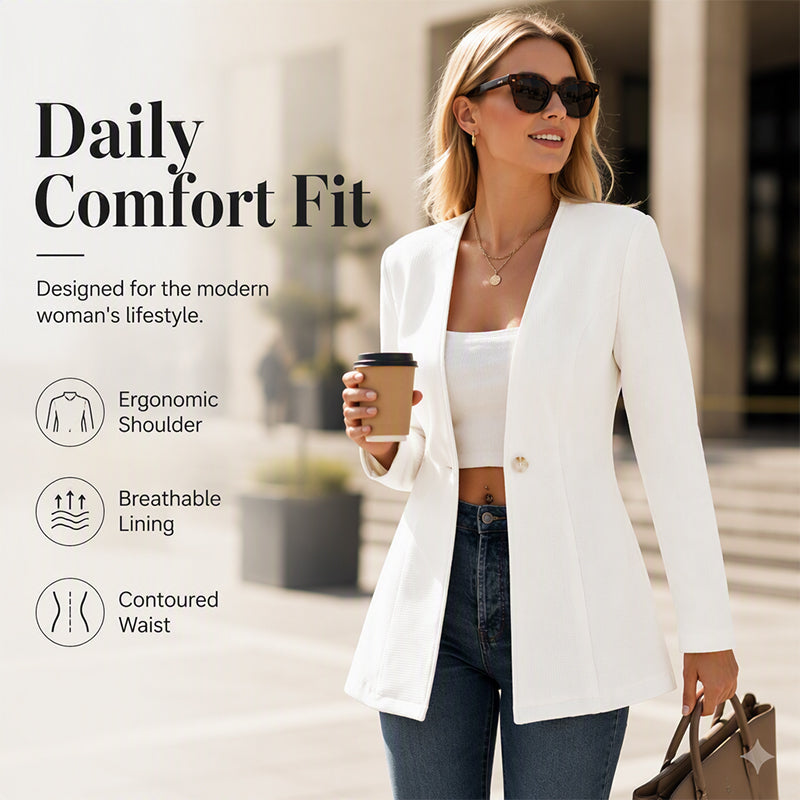 🧥Seasonal Style - Tailored Blazer with One-Button Closure – Breathable Comfort &amp; Crisp Lines for Every Occasion