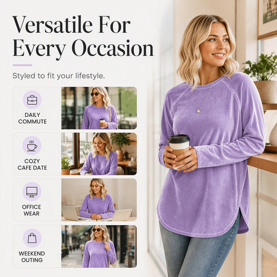 👚Seasonal Style - Relaxed Cotton Crew Top – Breezy Comfort &amp; Easy Pairing with Jeans or Leggings