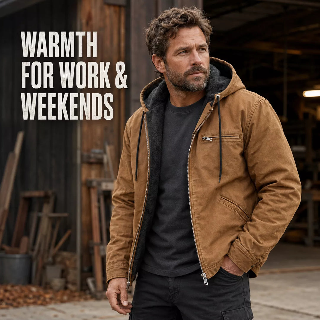 ⏳LAST DAY SALE 60% OFF !!📢Men’s Plush-Lined Hooded Work Jacket