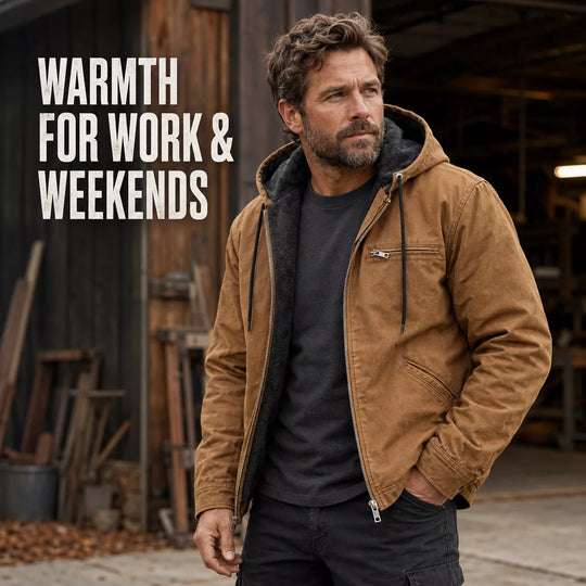 ⏳LAST DAY SALE 60% OFF !!📢Men’s Plush-Lined Hooded Work Jacket