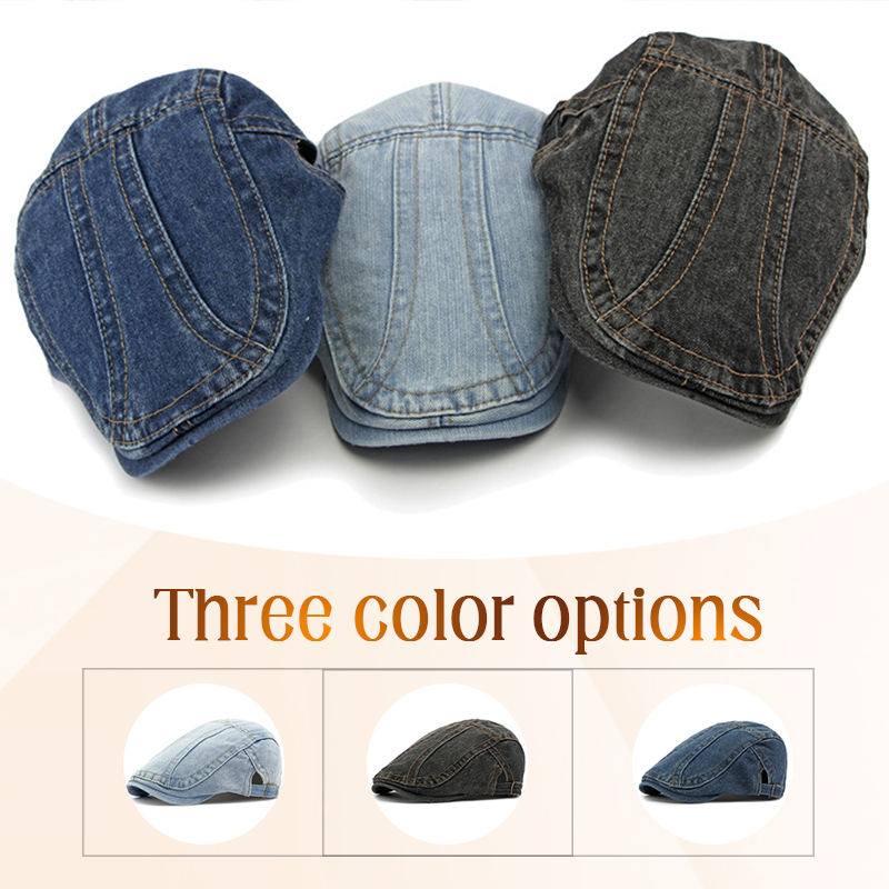 🧢 Vintage Denim Newsboy Cap | Unisex Classic Retro Flat Hat