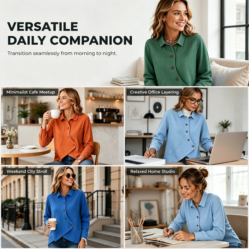 ✨Bestseller 👕 Soft Waffle Knit Top with Irregular Hem – Versatile Colors for Any Casual Occasion