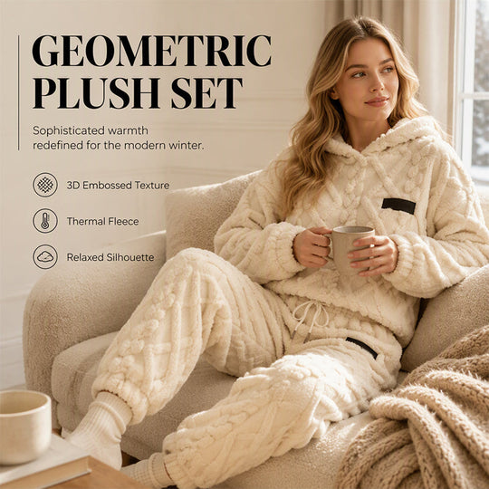 🍂 Embossed Geometric Plush Set – Timeless Comfort &amp; Effortless Style For Every Occasion