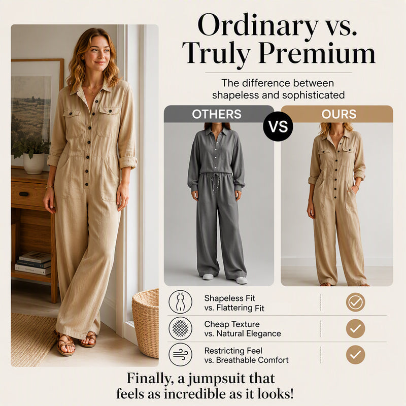 🍂 Women’s Wide-Leg Cargo Jumpsuit – Effortless Utility Style &amp; Autumn Comfort