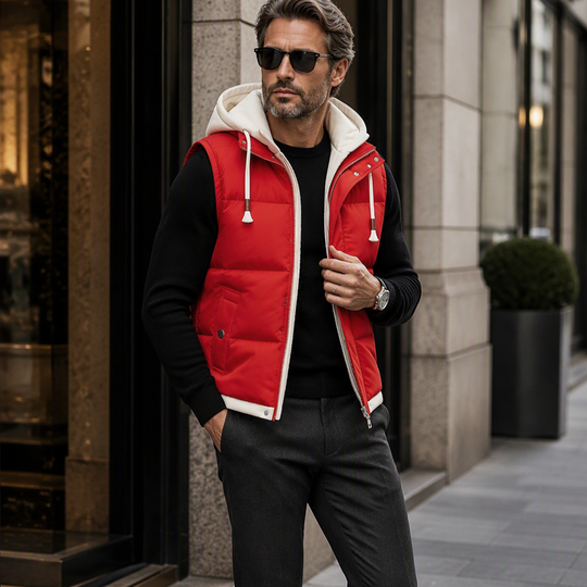❄️ Cold-Weather Comfort  🧥 Men’s Warm Hooded Puffer Vest