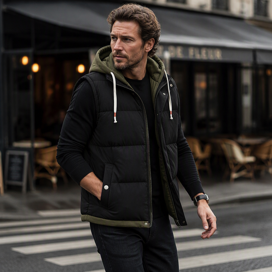 ❄️ Cold-Weather Comfort  🧥 Men’s Warm Hooded Puffer Vest