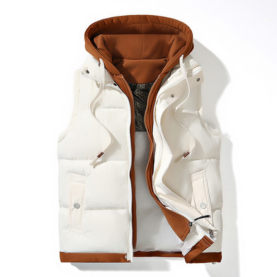 ❄️ Cold-Weather Comfort  🧥 Men’s Warm Hooded Puffer Vest