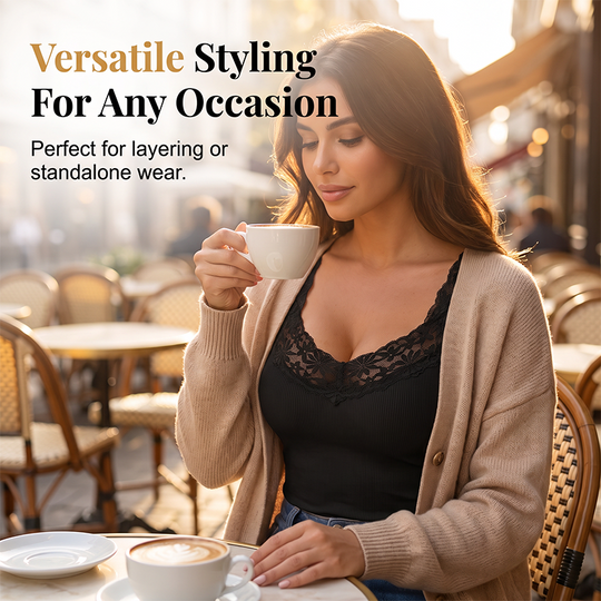 👚Seasonal Style - Lace Trim Slim Fit Tank Top – Flattering Curves &amp; Multi‑Occasion Wear as Base Layer or Standalone Top