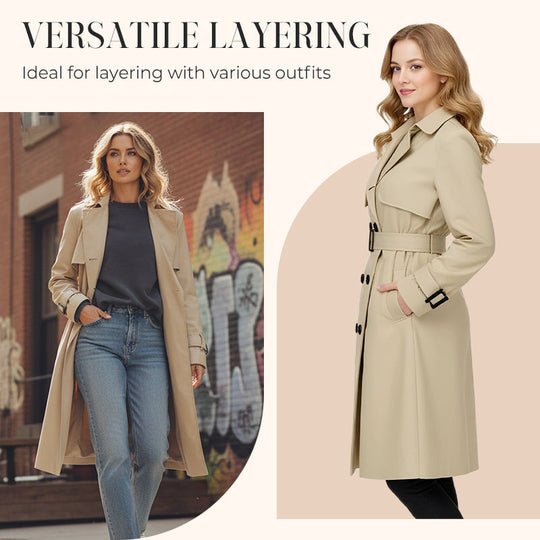 🍂 Women’s Double-Breasted Trench Coat – Timeless Elegance &amp; Effortless Autumn Style