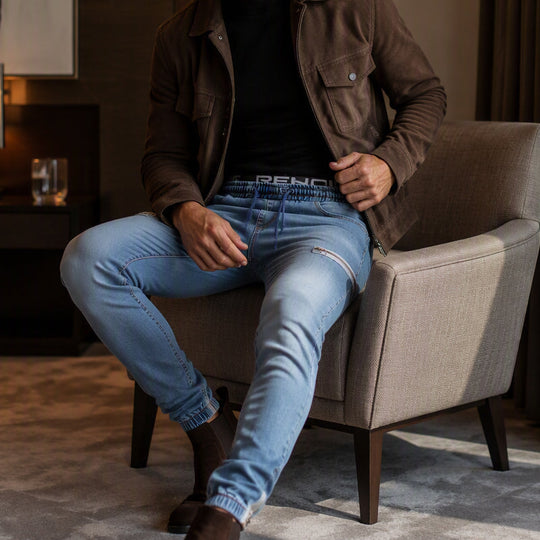 👖✨Bestseller - Slim-Fit Denim Joggers with Stretch Waist – Easy Pull-On Style &amp; Clean Tapered Look for Everyday Wear