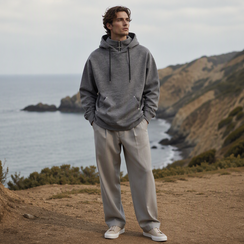 🍂 Men’s High-Collar Loose-Fit Hoodie – Cosy Comfort & Effortless Autumn Style
