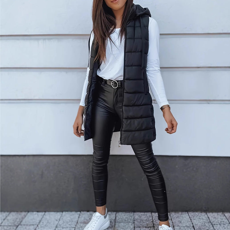 ✨ Women’s Zip-Up Long Puffer Vest – Cosy Warmth & Flattering Everyday Style