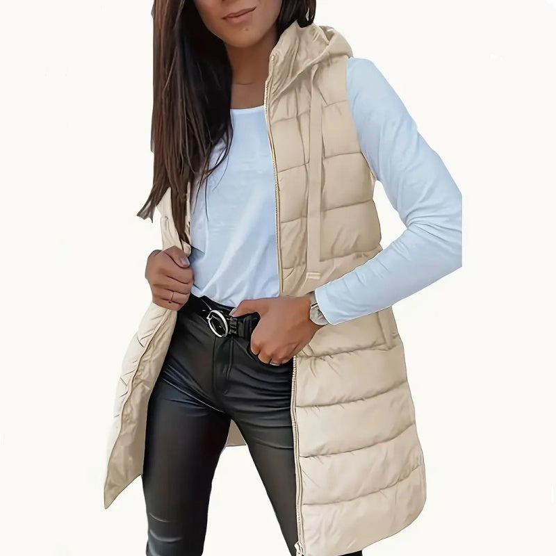 ✨ Women’s Zip-Up Long Puffer Vest – Cosy Warmth &amp; Flattering Everyday Style