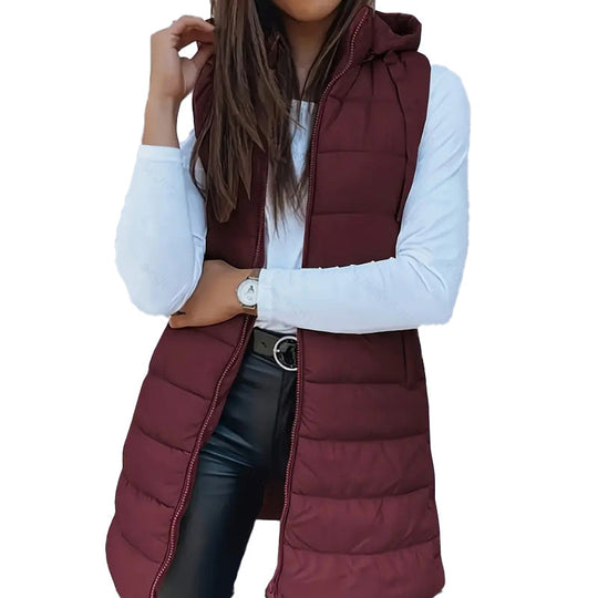 ✨ Women’s Zip-Up Long Puffer Vest – Cosy Warmth &amp; Flattering Everyday Style